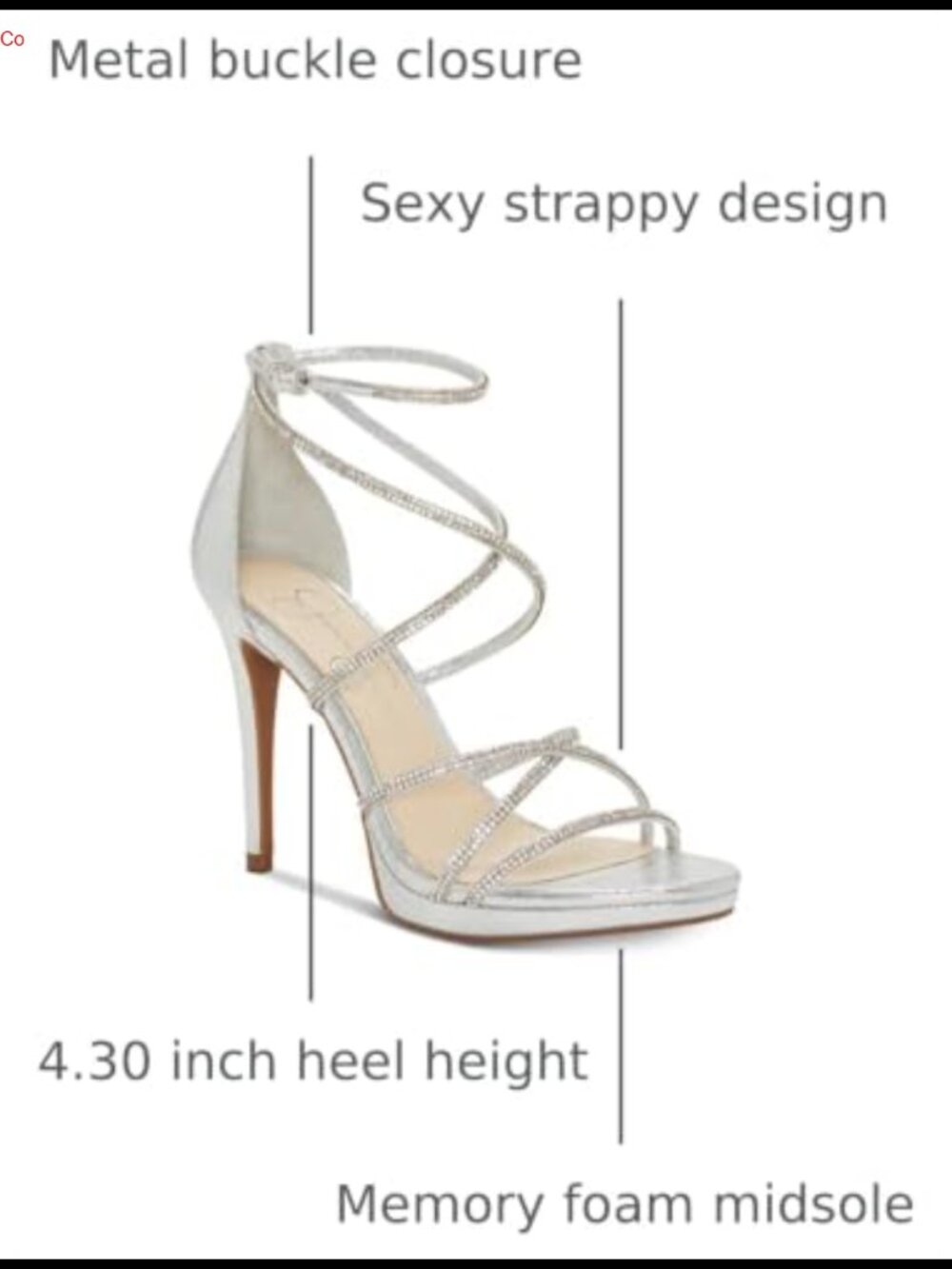 Jessica Simpson Jaeya Crystal Embellished Strappy Stiletto Heel Sandal - Picture 4 of 5